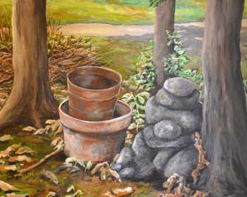 Planter and rocks